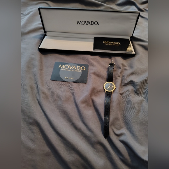 Movado Accessories - Vintage Movado Museum Classic Black and Gold Women's Watch